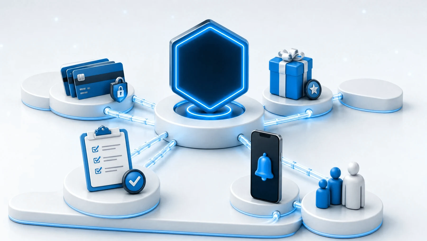 Payments, purchase orders, rewards, activity and connections all running on one BuiltXP Network hub.